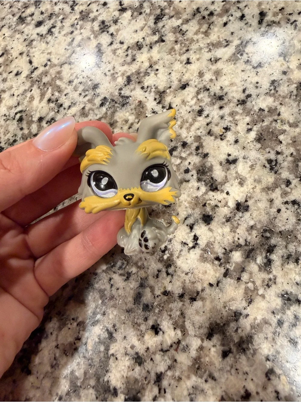 Littlest Pet Shop Gray & Yellow Puppy Figure